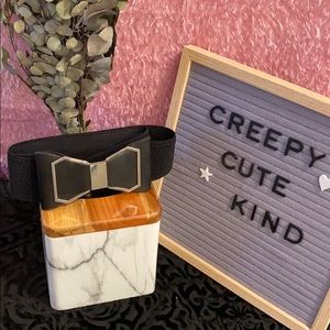 Torrid Black Faux Leather & Silver Bow Belt